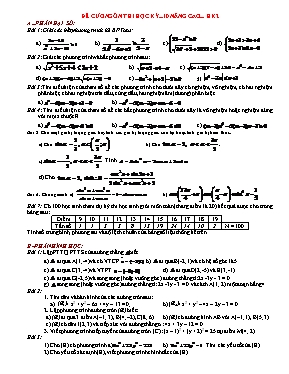 Đề cương ôn thi học kỳ Toán 10 nâng cao học kì II